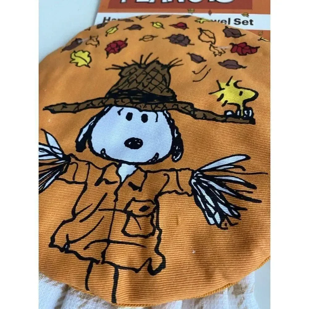 Set Of 2 Peanuts Snoopy Scarecrow Fall Hanging Kitchen Towel Halloween Autumn‎